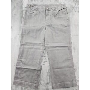 Woolrich Pants Womesn 12 Gray High Rise Crop Capri Cargo Ripstop Stretch Cotton